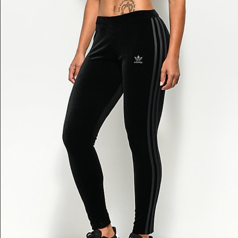 Plumb-colored, velour adidas leggings!